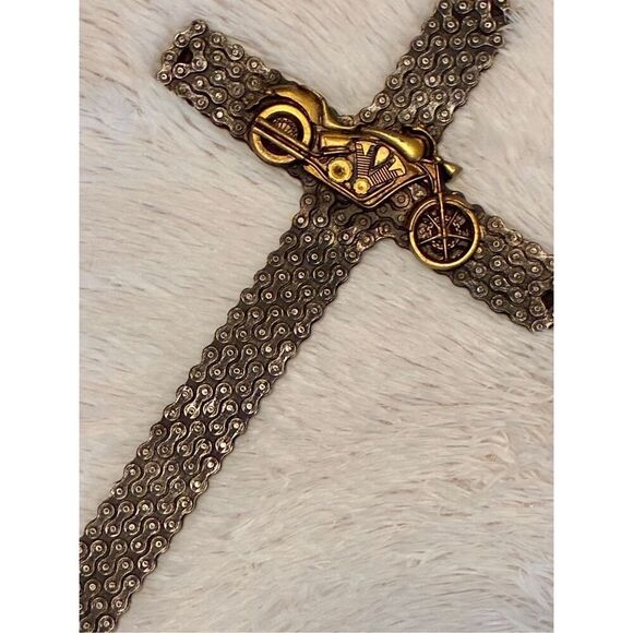 NWOT Montana West 18” Western Rustic Motorcycle Biker Chain 3-D Wall Cross - Picture 8 of 8